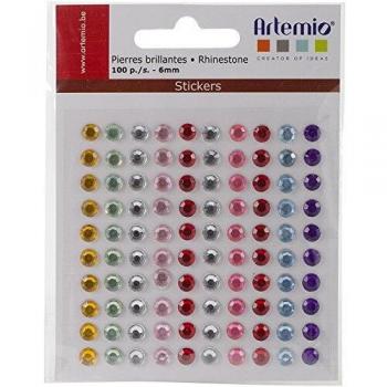 Artemio autoadesiva. 24 Strass tondi 100/Pkg-Multi