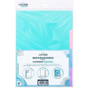 Separadores Multitaladro Carchivo Ingeniox Polipropileno A4 4 Pestañas Colores Pastel