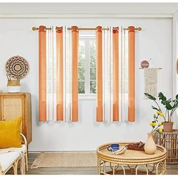 Deconovo Cortinas Translucidas, para Salon Habitacion Dormitorio, de Diseño Moderno, con Ollaos, 140x175cm