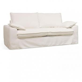 Canapé de 3 plazas en tejido texturizado color blanco