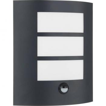 Aplique para exterior Lindby Vimal, moderno, negro, aluminio, 1 llama E27, 26 cm, con sensor