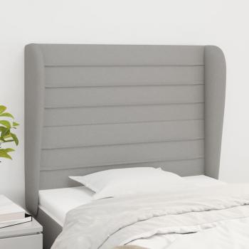 Cabecero gris claro con orejas de tela 103x23x118/128 cm