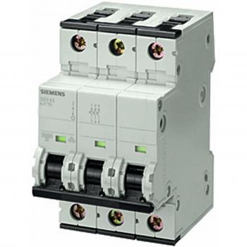 Siemens 3-Phase Miniature Circuit Breaker 40A Type C, 10kA Short-Circuit Rating, DIN Rail Mount