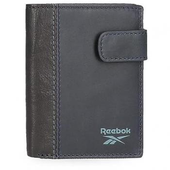 Cartera Reebok Unisex Division Vertical Azul Marino con Cierre de Click en Piel 8,5x10,5x1 cms