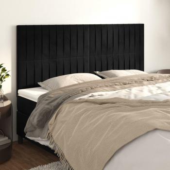 Cabeceros de terciopelo negro 90x5x78/88 cm - 4 unidades