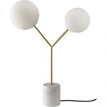 Lámpara de sobremesa ANGEL CERDÁ 8050C mármol blanco, acero dorado y cristal blanco, dimensiones 53 x 20 x 63 cm, color Blanco | Dorado