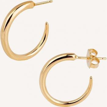 Pendientes de aro Essentials acabados en oro de 18Kt media luna