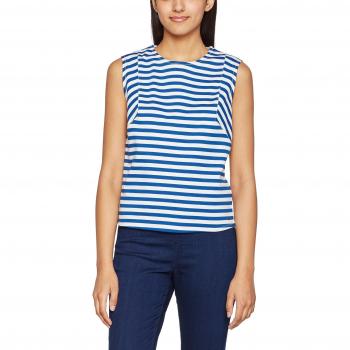 Hilfiger Denim Thdw Stripe Cn Knit S/l 40, Camiseta sin Mangas para Mujer, Blanco