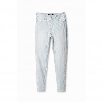 Desigual Women's Slim-Fit Blue Jeans with Zip and Button Closure, Size S