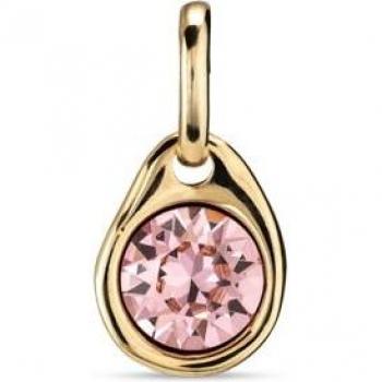 UNO de 50 Rose Gold-Plated Metal Charm with Pink Crystal