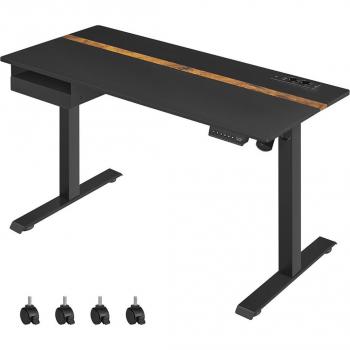 Escritorio eléctrico ajustable en altura 60x140 cm, ajuste continuo, 4 memorias de altura, disponible en blanco, gris, marrón rústico o negro