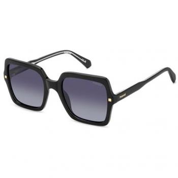 Polaroid Black Polarized Square Sunglasses for Women, Size 55 MM