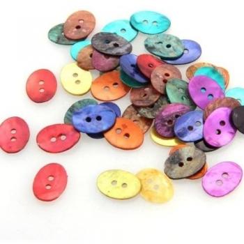 SODIAL(R) 50X Botones Oval de Nacar para Ropa Multicolor Scrapbooking 15*11mm
