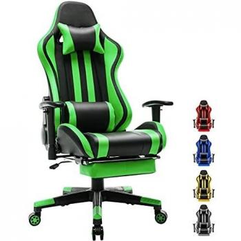 Soontrans Silla Gamer Ergonómica Silla Gaming con Reposapies, Reposacabeza y Cojín Lumbar, Reposabrazos Ajustable, Mecanismo de Inclinación, Carga máxima de 150 kg