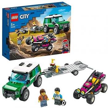 LEGO 60288 City Furgoneta de Transporte del Buggy de Carreras Todoterreno con Remolque, 2 Figuras de Conductores y Accesorios