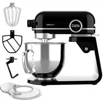 Cecotec Batidora Amasadora Twist&Fusion 4500 Luxury Black. 800 W, Cuerpo de Aluminio fundido, Motor DC, 8 velocidades, Luz LED, Bol de Acero Inoxidable de 5,2 L