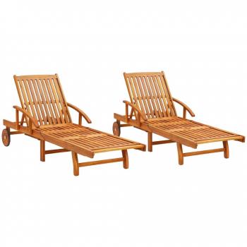 vidaXL Sun Loungers 2 Pcs Solid Acacia Wood