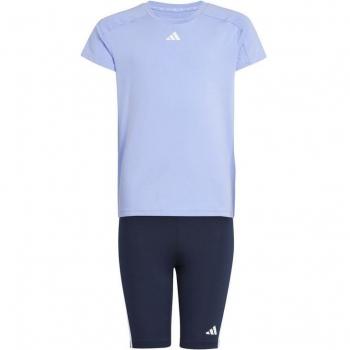 Conjunto Adidas 3 bandas para niñas en color blanco y azul