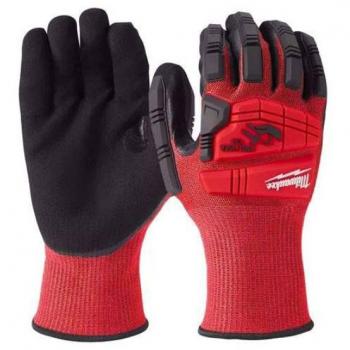 Guantes anti impacto y anticorte nivel C - XL / 10 - 1 par Milwaukee Ref.4932478129, resistentes a cortes de Nitrilo Rojo, talla 10, XL, con recubrimiento de Nitrilo