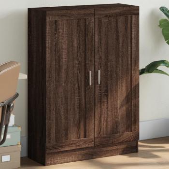 Armario de libros de madera contrachapada 82,5x30,5x115 cm en colores Blanco, Negro y Roble Sonoma - Mueble de Almacenaje Estantería para Oficina, Estudio y Dormitorio