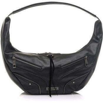 Bolso de Hombro Mustang Moped para Mujer en Color Negro con Cierre de Cremallera y Detalles Metalizados