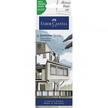 Set de Rotuladores Faber-Castell Goldfaber Sketch - Architecture Doble 6 Piezas