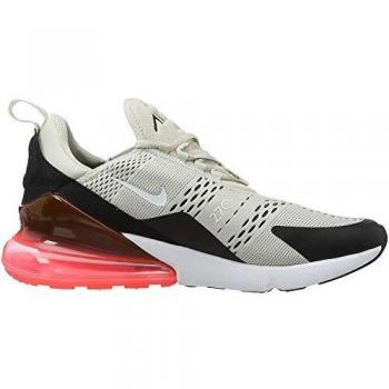 Nike Air Max 270 Trainers, Unisex, Black/Light Bone/Hot Punch, Beige Textile, Size UK 11