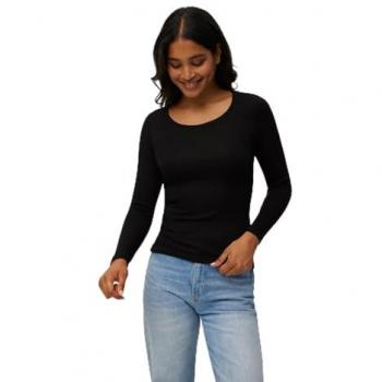 Camiseta Térmica de Mujer Manga Larga Control de Temperatura Tacto Extrasuave Negra Ysabel Mora