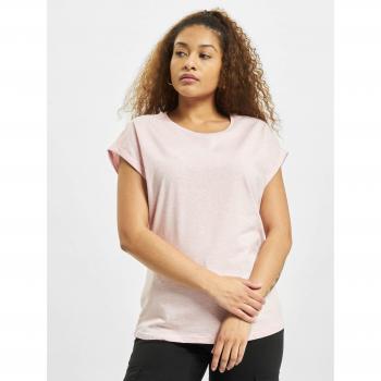 Urban Classics Women's Pink Melange Extended Shoulder T-Shirt