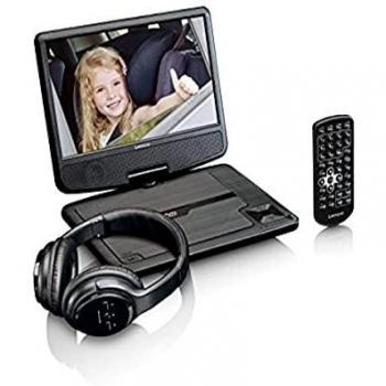 Lenco Reproductor de DVD portátil DVP-947BK de 9 Pulgadas, Auriculares Bluetooth, fijación para reposacabezas