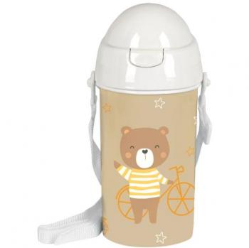Botella 500ml Apertura Automática con Pajita Safta Preescolar Osito