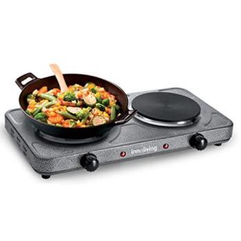 Plancha Eléctrica Doble Innoliving 2000W con Plato de 15,5cm y 5 Niveles de Temperatura