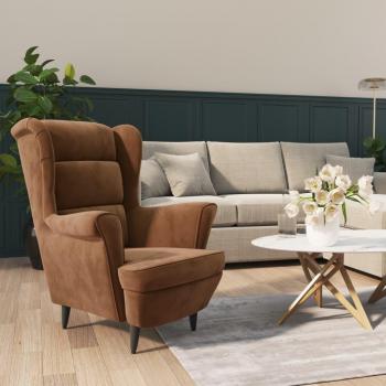 Sillón de terciopelo vidaXL en colores Azul, Gris claro, Gris oscuro y Marrón, cómodo para dormitorio y relax