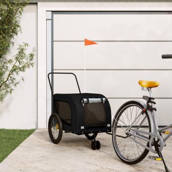 Remolque de bicicleta para mascotas de hierro con tela Oxford negra