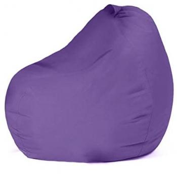 Sillón-puf para niños exteriores en color morado, fabricado con material reciclado