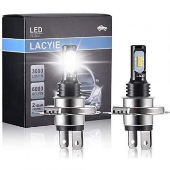 Bombilla H7 LED Coche, Lacyie 60W 3000 LM Xenon Blanco 6000K 12V Faros Delanteros Bombillas para Moto,IP68 Impermeable Faros Reemplazo de Halógena y Kit Xenón Garantía de 2 años