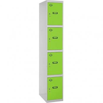 Taquilla Metálica SimonRack de Vestuario, 4 Puertas, Incluye Llave, Dimensiones 1800x400x500 mm, Color Gris/Verde