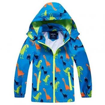 HZXVic abrigo para niño, chubasquero de niña, Poncho impermeable al aire libre para niños, Chaquetas con capucha para chico, Chaqueta de dinosaurios para chicos -azul 5-6 años