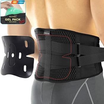 Faja Lumbar Hombre y Mujer con Soporte Extraible Avanzado- Incluye Almohadilla de Gel Reutilizable para Termoterapia Frio Calor