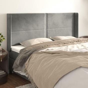 Cabecero con orejas de terciopelo gris claro 203x16x118/128 cm Vidaxl