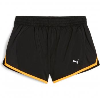Pantalón Corto Puma Favorite Velocity 3 para Mujer en Color Negro con detalles en Naranja, Talla M