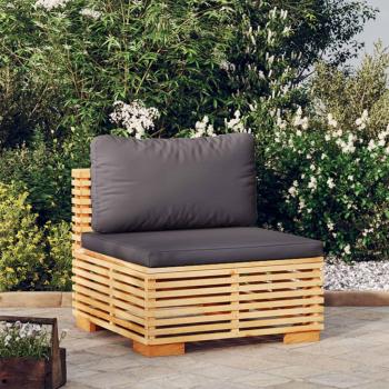 vidaXL Dark Grey Cushioned Teak Garden Middle Sofa