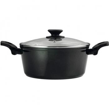 Cacerola Inducción Fagor Vivant 24 cm, Tapa de Cristal, Aluminio Forjado, Espesor 3 mm, Antiadherente Bicapa Ecológico Efecto Piedra sin PFOA