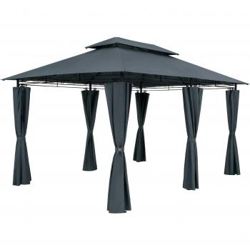 Cenador de metal Topas Antracita 3x4m con paneles laterales UV50+ y repelente al agua