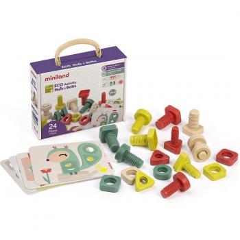 Miniland Eco Activity Nuts & Bolts Set de Tornillos y Tuercas 28 Piezas