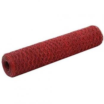 vidaXL Malla Alambre Hexagonal Acero Recubrimiento PVC 25x0.75m Rojo Bricolaje