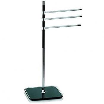 Kela 21443 Biago - Toallero triple con base, color plateado y negro