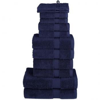 Juego de toallas SOLUND 12 piezas azul marino 100% algodón 600 GSM