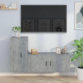 Set de muebles para TV de 2 piezas en gris, madera contrachapada con acabado imitación hormigón