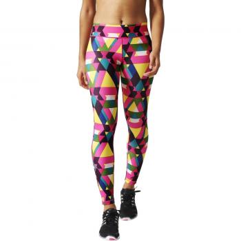 adidas Wo Long Triax - Mallas para mujer, color rosa /amarillo, talla XL